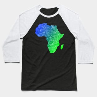 Colorful mandala art map of Africa with text in blue and green Baseball T-Shirt